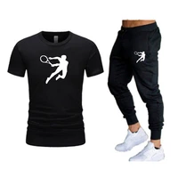 summer new style mens sports suit brand logo printing casual fashion cotton short sleeves sweatshirt mens t shirt pants suit