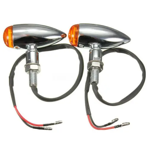 

2 Chrome Bullet Motorcycle Motorbike Turn Signal Light Indicator Universal LED Lights Rear Blinker Indicator Tail Light