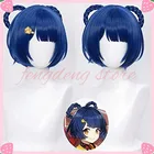 Парик для косплея Game Genshin Impact Xiangling, парик для Хэллоуина из термостойких волос темного синего цвета для косплея, аниме волосы