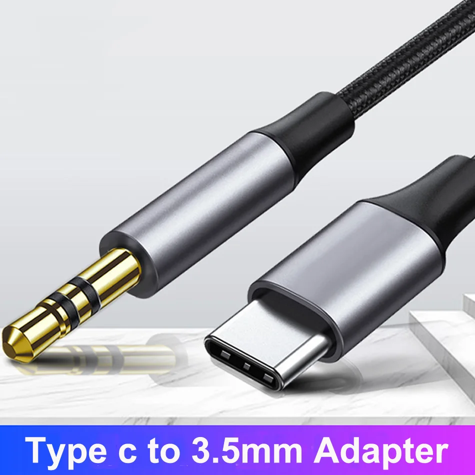 USB Type C to 3.5mm Audio Cable Audio Aux Cable For Samsung S20 S10 Car Headphone Speaker Wire Line 3.5 Jack Aux USBC Audio Cord