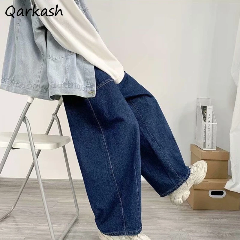 

Jeans Women Wide Leg Retro Japanese Style Students Summer Loose Leisure Soft Daily All-match Simple Streetwear Pockets Denim New