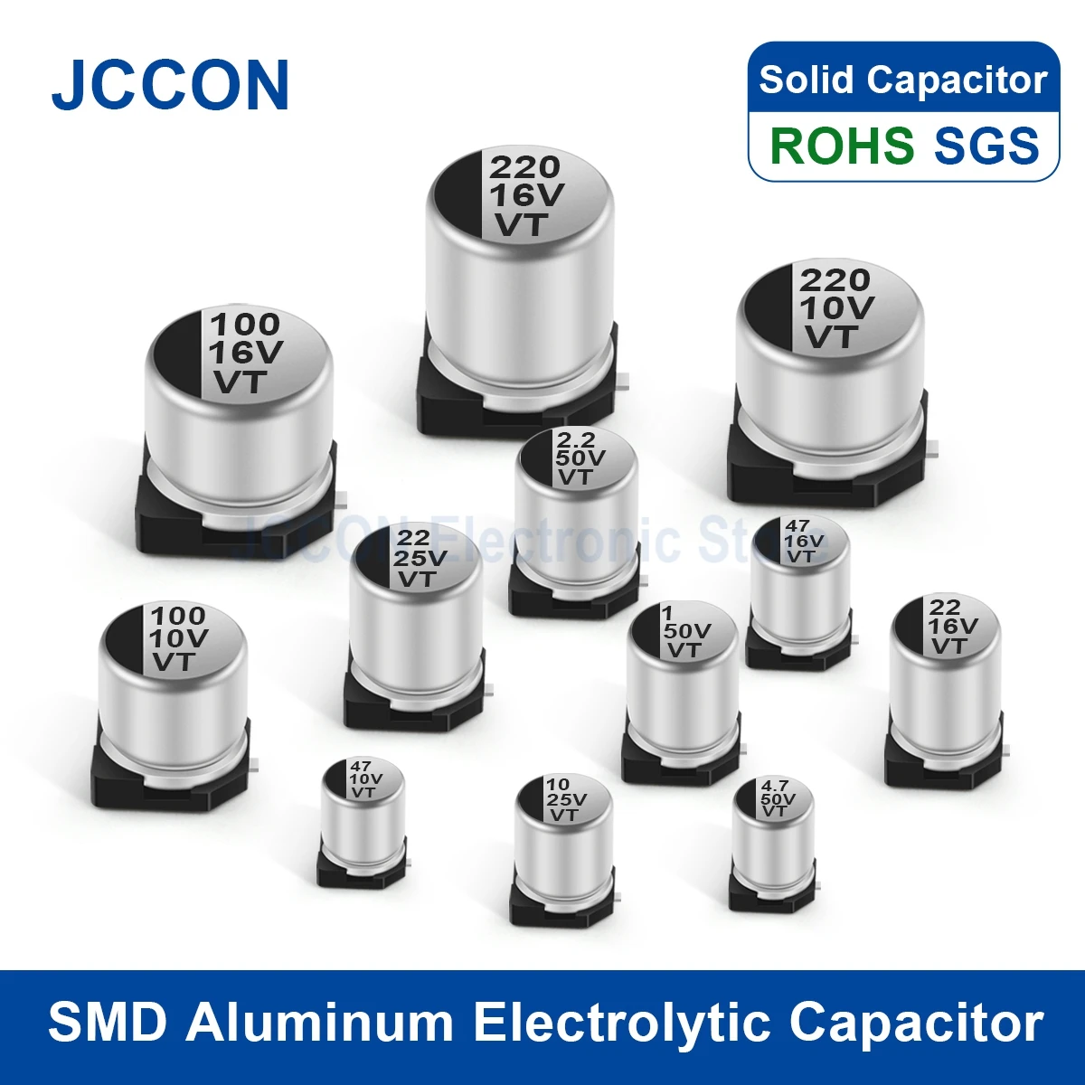 

10Pcs JCCON SMD Aluminum Electrolytic Capacitor 6.3V 10V 16V 25V 35V 50V 100V 0.47UF 1UF 10UF 22UF 68UF 100UF 220UF 470UF 1000UF