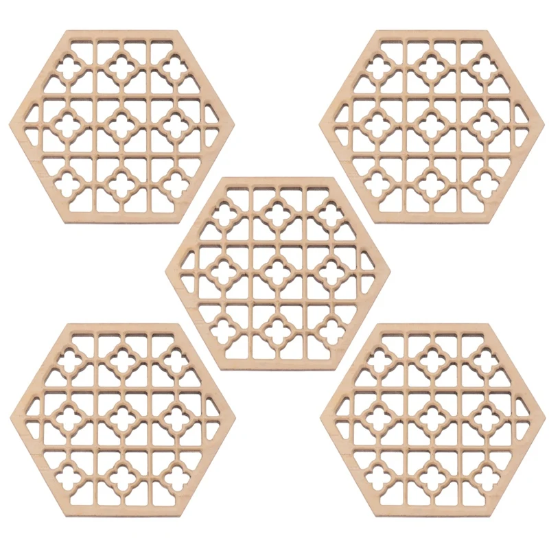 

5X Wooden Hexagonal Embossed Erhu Sound Window Erhu Accessory