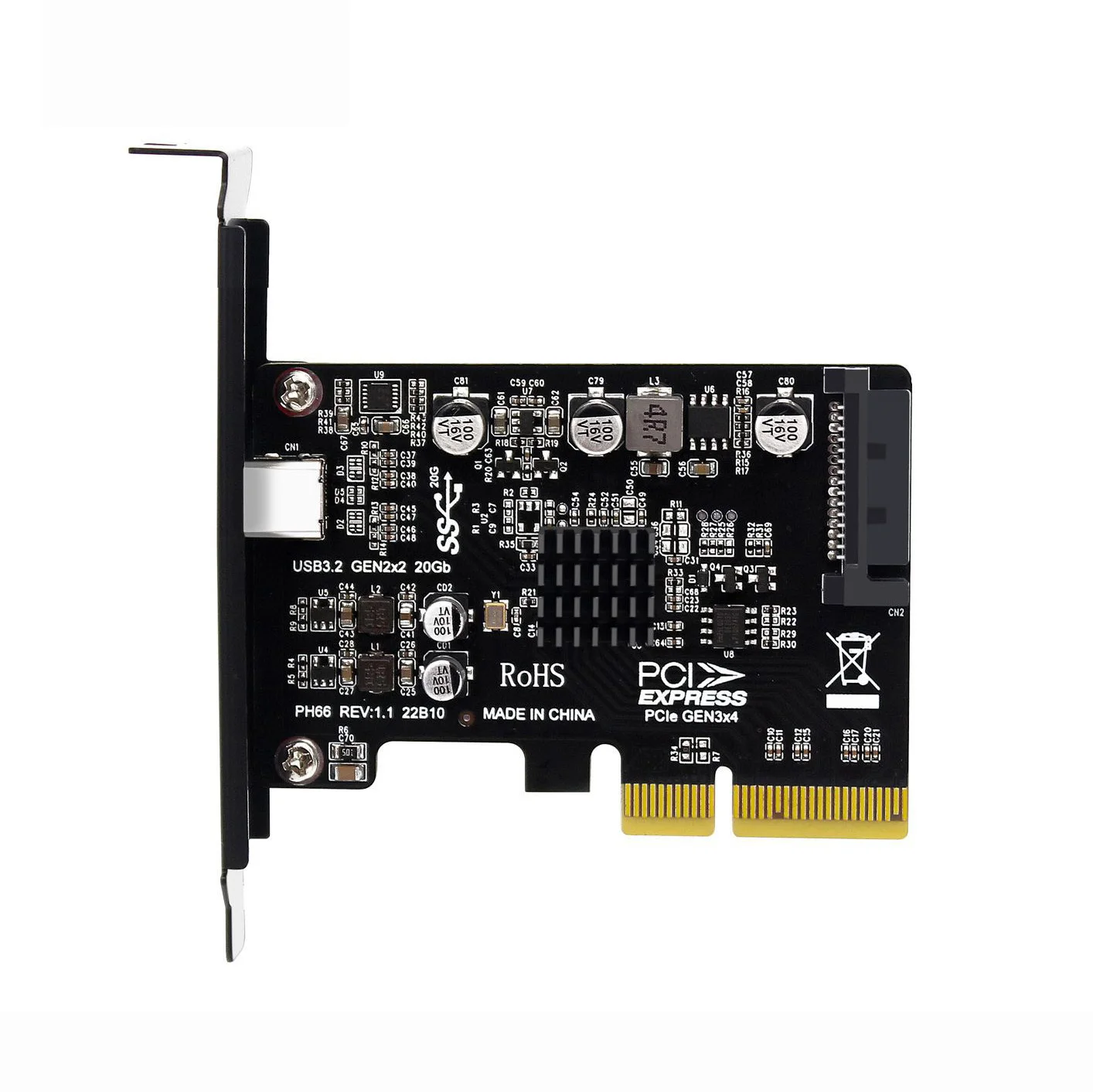 

Адаптер для материнской платы, USB 3,2 Gen2 Type-C стандарта PCI-E 4X, 20 Гбит/с