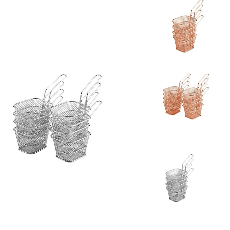 

Mini Fry Baskets, Mesh Wire French Fries Chip Basket Net, Food Presentation Baskets French Fry Holder for Kitchen
