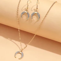 europe and the united states new moon horn necklace earrings set women classic fashion personality pendant womens jewelry