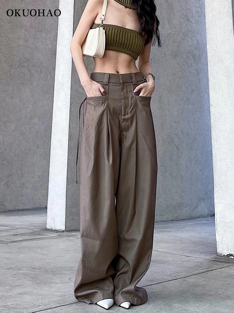 

Suit Pants Women Y2k Baggy Straight Trousers High Waist Loose Wide Leg Casual Long Pants Female Clothing Harajuku Streetwear New