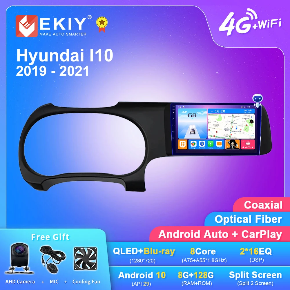 Автомагнитола EKIY T7 на Android 10 для Hyundai I10 2019-2021 стерео GPS-навигация Carplay