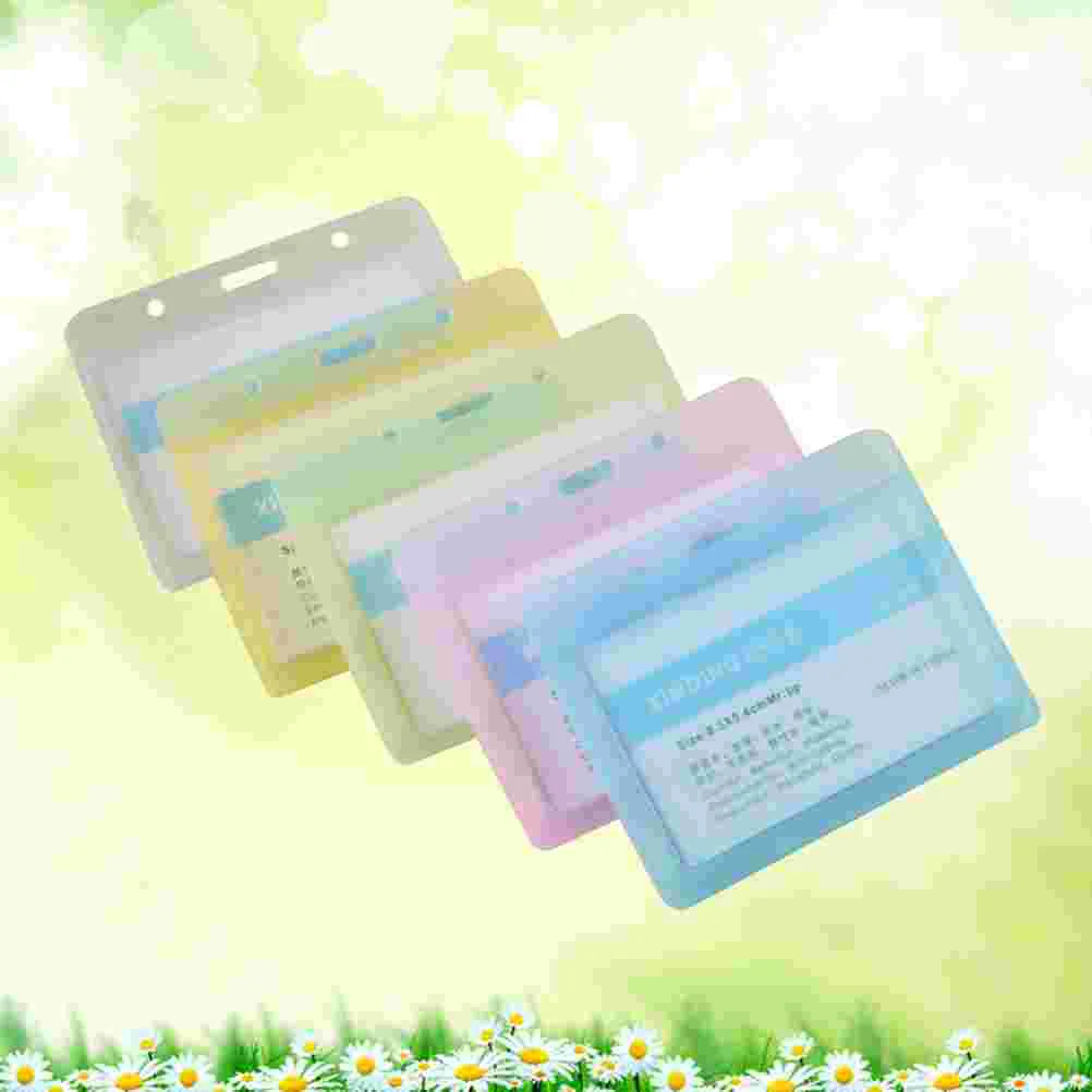 

5Pcs Horizontal ID Holder Frosted Color Hard Plastic Badges Passport Work Permit Name Tag Employee Badge Holder Card