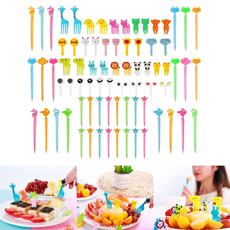 

68/76Pcs Kids Fruit Forks Picks Kid Bento Accessories Chopsticks Mini Cute Children Snack Cake Dessert Food Pick Toothpick Decor