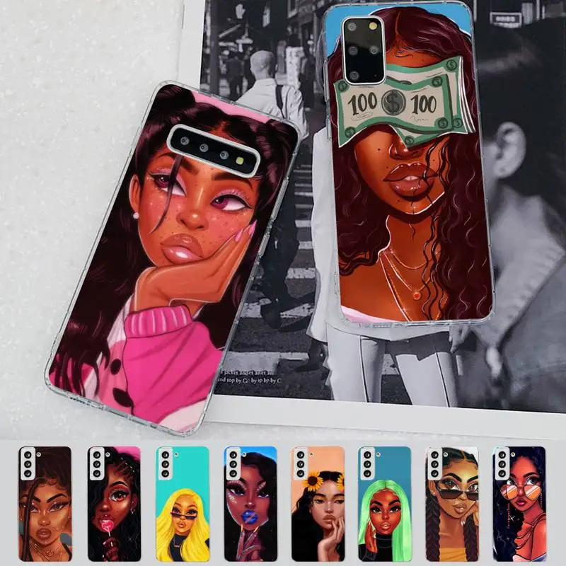 

YNDFCNB Fashion Black Girl Phone Case for Samsung S21 A10 for Redmi Note 7 9 for Huawei P30Pro Honor 8X 10i cover