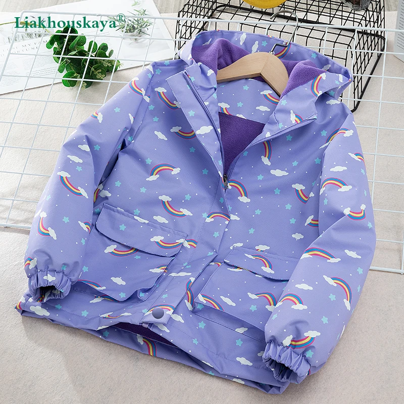 

Brand Children Spring Jacket Clothes 2022 Fashion Windproof Waterproof Coat For Girls Outerwear Hooded Fleece Clothing 110-150Cm