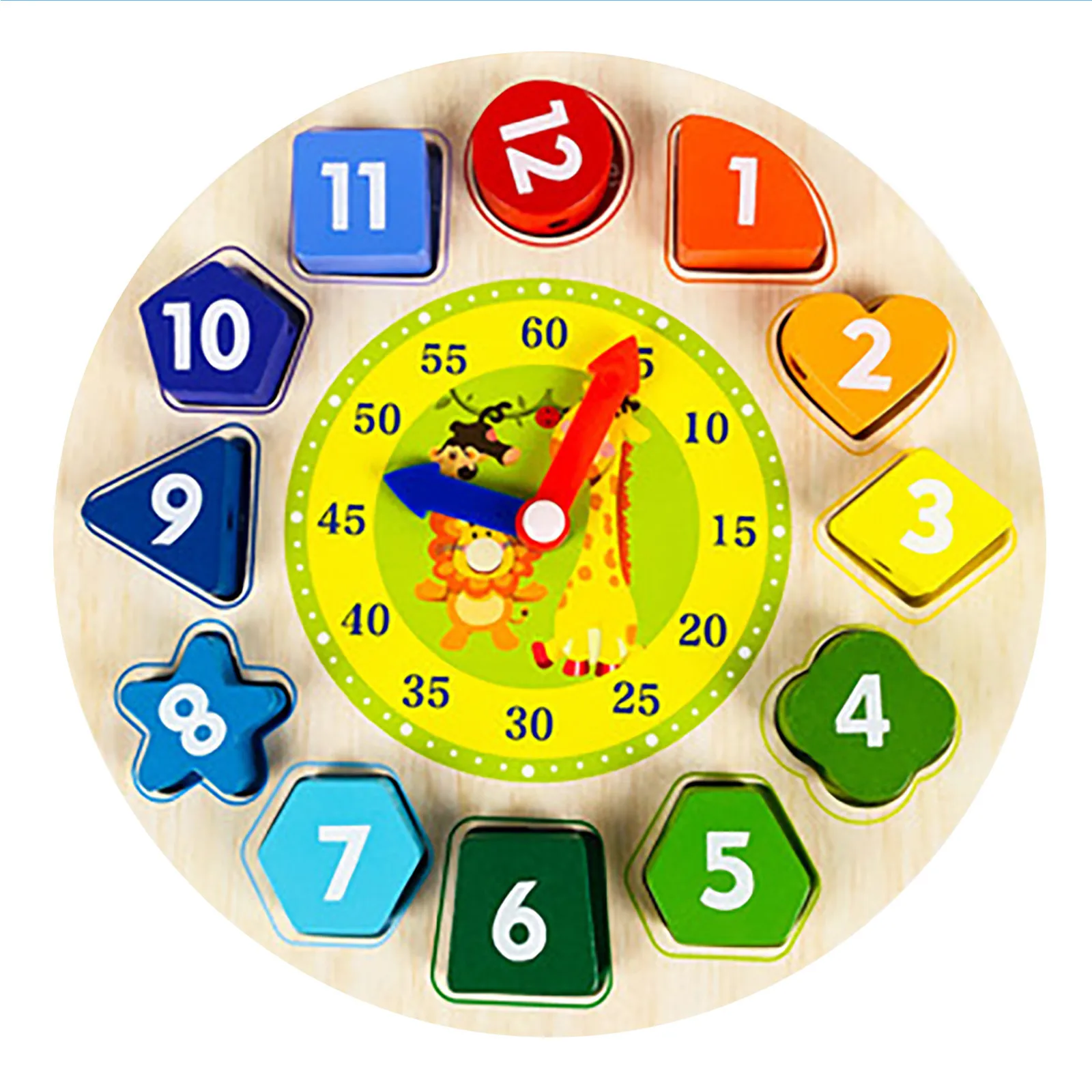 

Clock Early Time Montessoril Color Puzzle-Teaching Montessori Number Sorting Shape Wooden Bathtub Letters for Toddlers