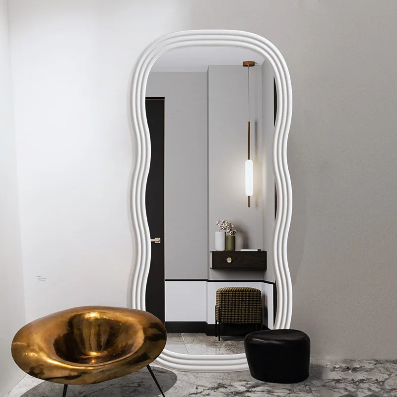

Large Decorative Mirror Vanity Glass Bedroom Standing Shower Wavy Cosmetic Decorative Mirror Floor Lustro Livingroom Decoration