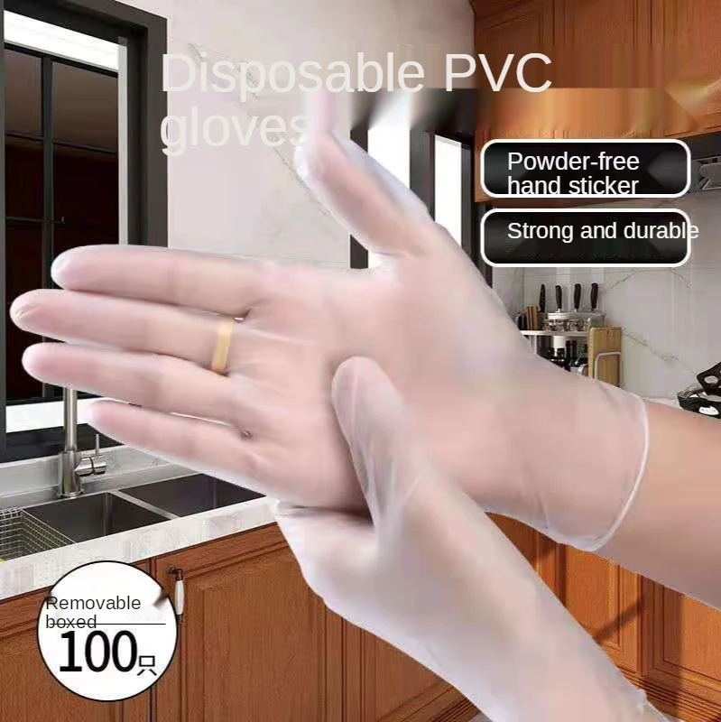 

Disposable PVC Gloves Food Grade Protective Waterproof and Oilproof Dishwashing Catering Latex Rubber Beauty Transparent