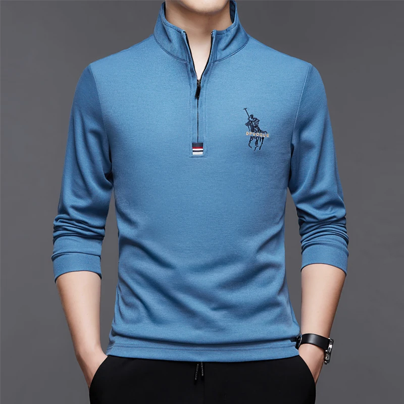 

Cotton 2021 New Fashion Brand Polo Shirt Black Designer Men Korean Striped Casual Long Sleeve High End Tops Men Clothes