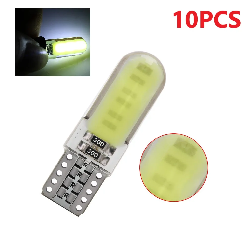 

10PCS Durable Car Led T10-COB-12 Side Light White Car Van Canbus Error Free Xenon 12V 0.09A 1.08W Longlife 6500K W5W Plug