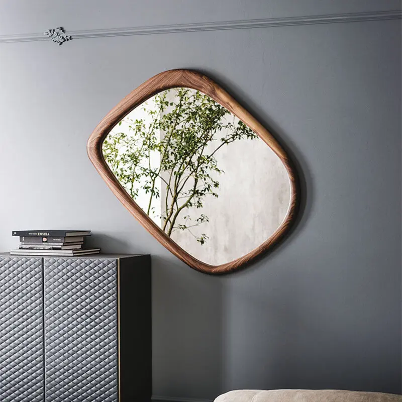 

Nordic Antique Bath Mirrors Irregular Makeup Wave Irregular Mirror Shower Vanity Japanese Espejo De Pared Room Ornaments DX50JZ