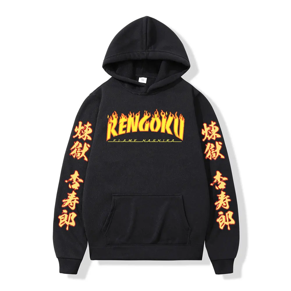 

Anime Demon Slayer Hoodie Rengoku Kyojurou Graphics Logo Print Sweatshirt Oversized Men Women Loose Casual Pullover Streetwear