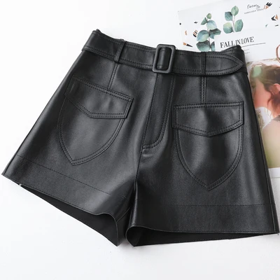 2022 New Autumn and Winter High Waist Loose and Thin A-line Wide Leg Pure Sheepskin Shorts J5