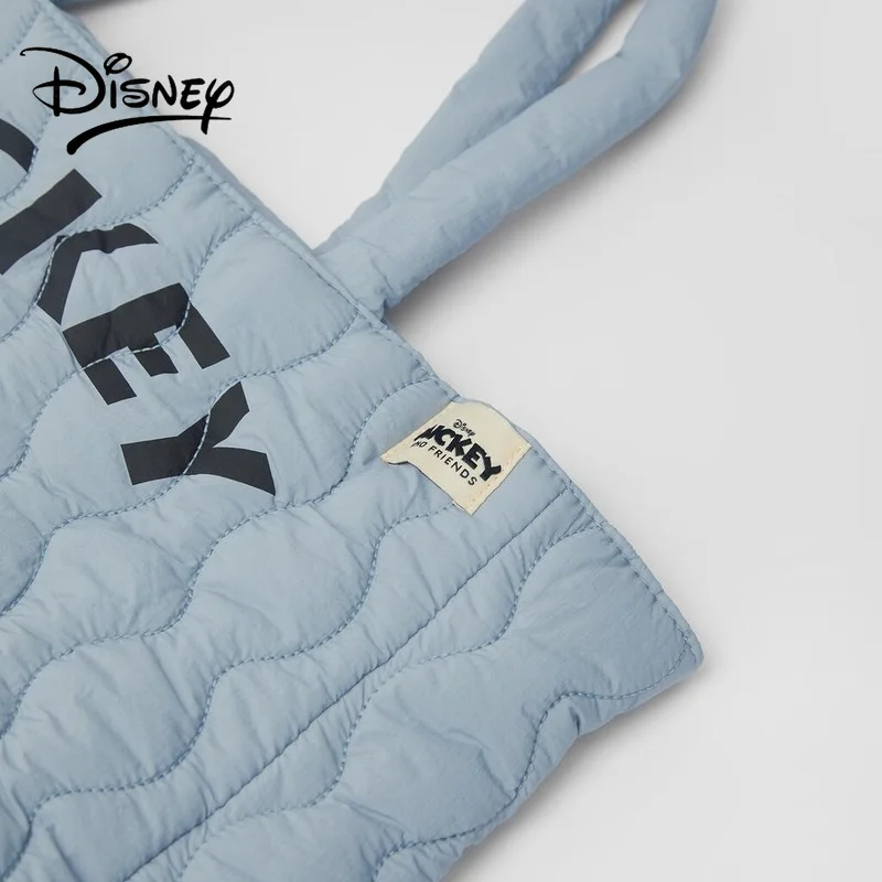 Disney New Sky Blue Mickey Mouse Print Children's Handheld Women's Shoulder Bag Shopping Bag for Fashion Girls