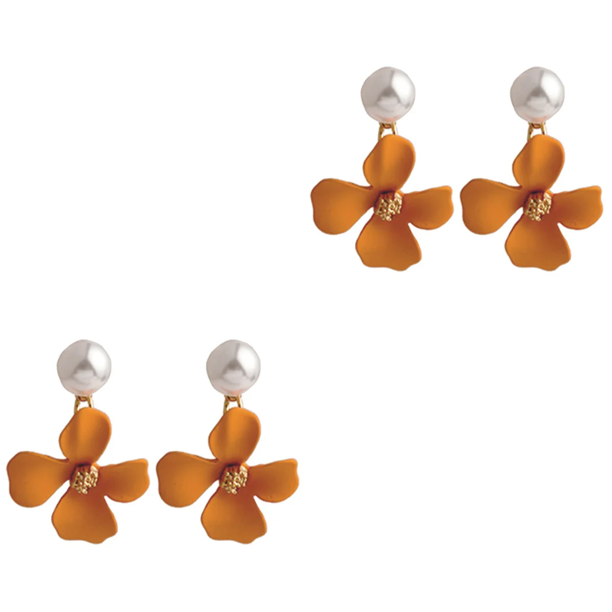

2 Pairs Tiny Flower Stud Earrings Pearls Earrings Jewelry Birthday Valentine Gift