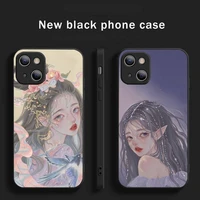 beauty girl art color painting phone case for iphone 12 11 13 7 8 6 s plus x xs xr pro max mini shell