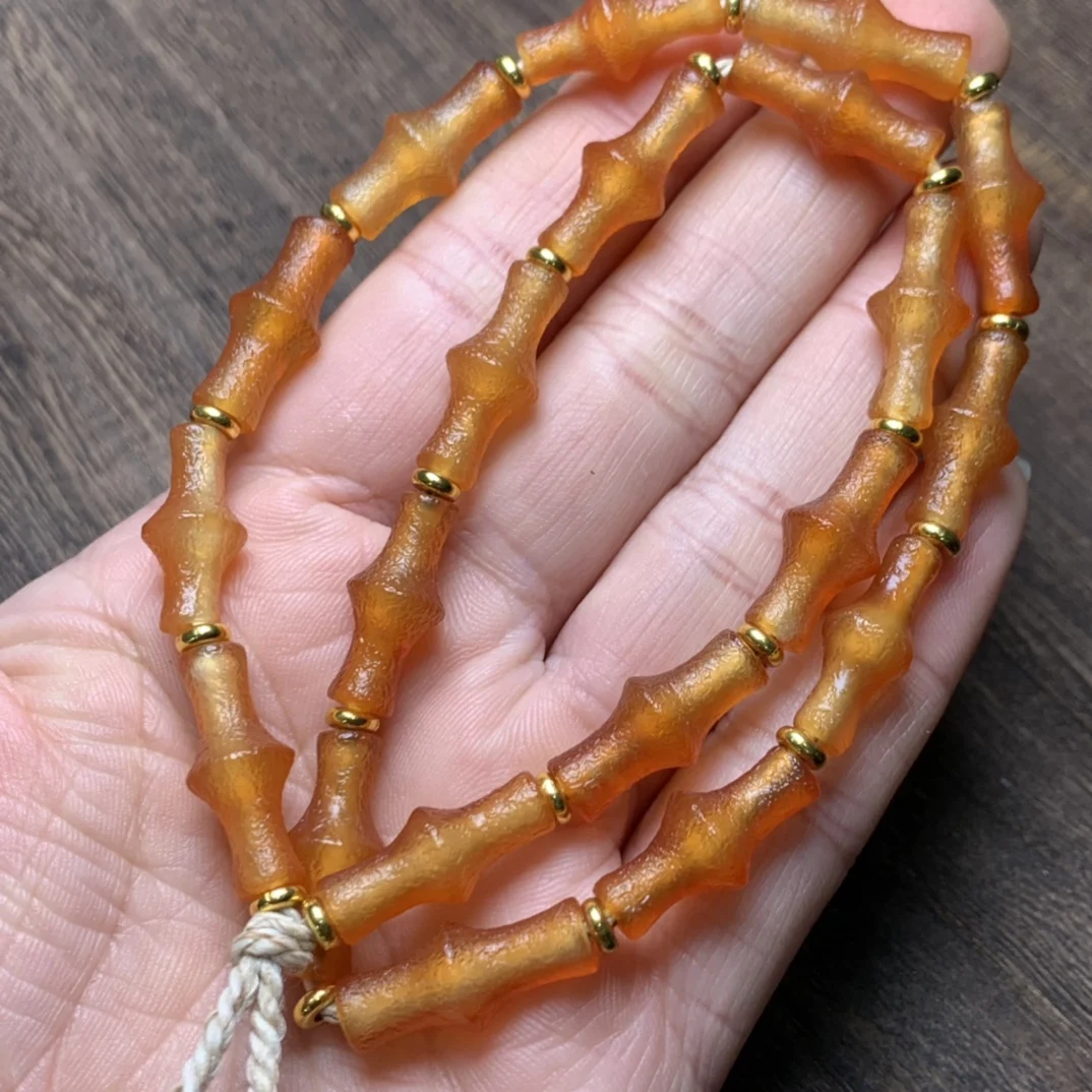 

Fine Old Agate Orange Peel Agate Chain Necklace