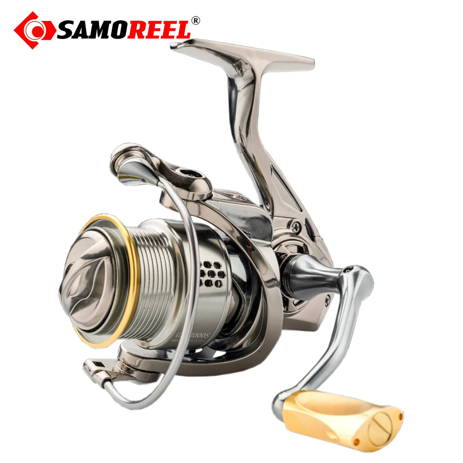 

2023 Full Electroplating Spinning Fishing Reel Coil 6+1BB 5.2:1 8kg Drag Shallow Spool Saltwater Waterproof Tackle For Bass Pike