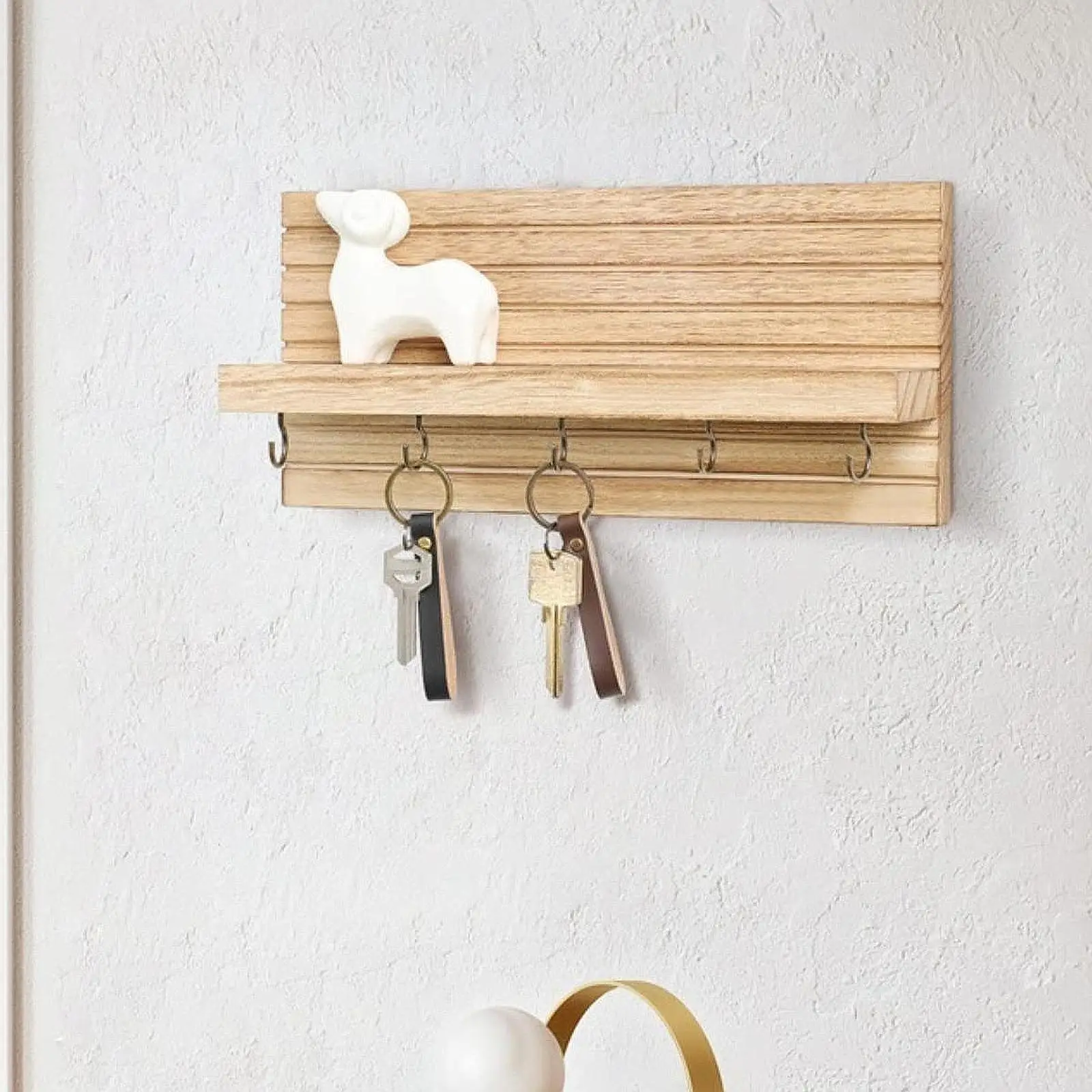 Держатель для ключей настенное крепление деревянная стойка-органайзер хранения