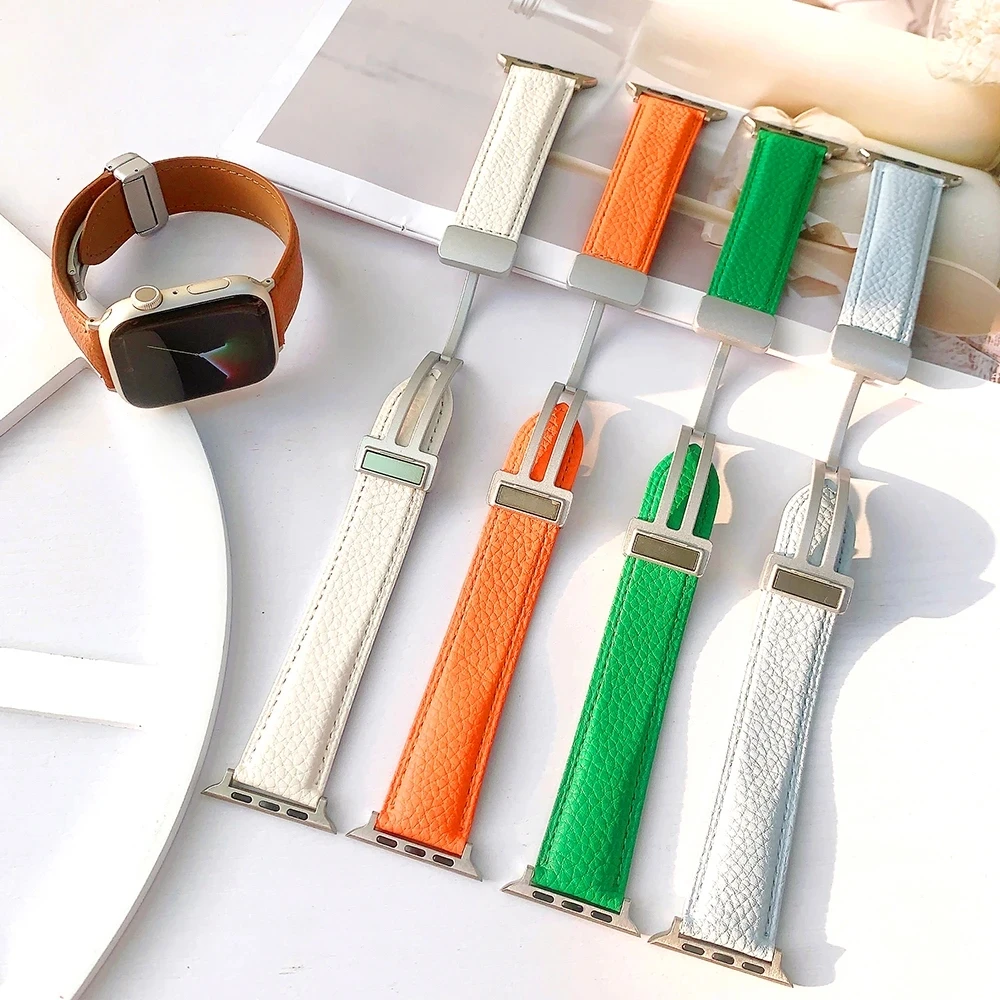 Leather Magnetic Strap for Apple Watch 8 Band 45mm 41mm Ultra 49mm correa Watchband Bracelet iWatch Series 7 se 6 5 41mm 38 40mm