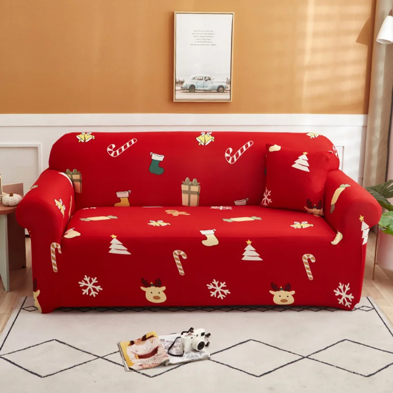 

Christmas Sofa Seat Cushion Cover Elastic Solid Breathable Stretch For Universal Red Christmas Furniture Gift Pattern Couchs