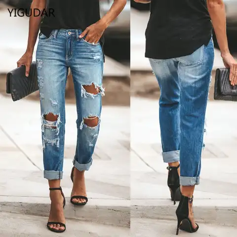 Рваные джинсы для женщин, женские рваные брюки, Стрейчевые карандашные штаны, женские джинсы 2022, женские джинсы, джинсы-бойфренды