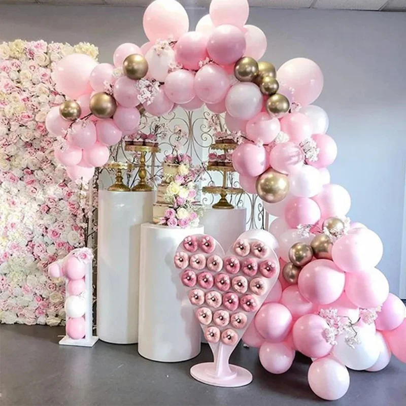 

188pcs Pink White Balloon Arch Wreath Metal Gold Balloons Wedding Decorations Gender Reveal Baby Shower Girl Birthday Decor