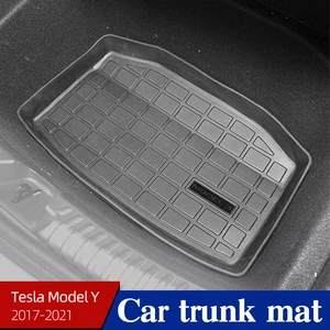 Trunk Mats For Tesla Model 3 Y 2017-2021 Cargo Tray Waterproof Floor Sheet Carpet Mud Protective Pad Car Accessories