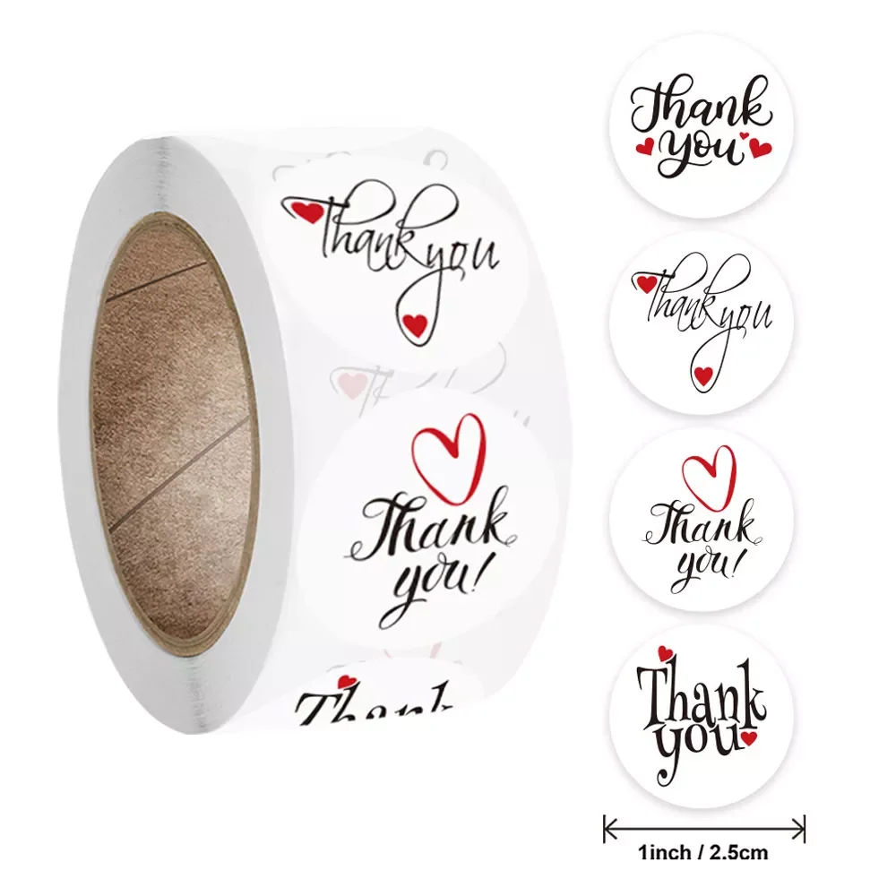 

NEW Thank You Stickers Seal Labels Red heart Love Paper Decoration Sticker For Handmade Wedding Gift Labels Stationery
