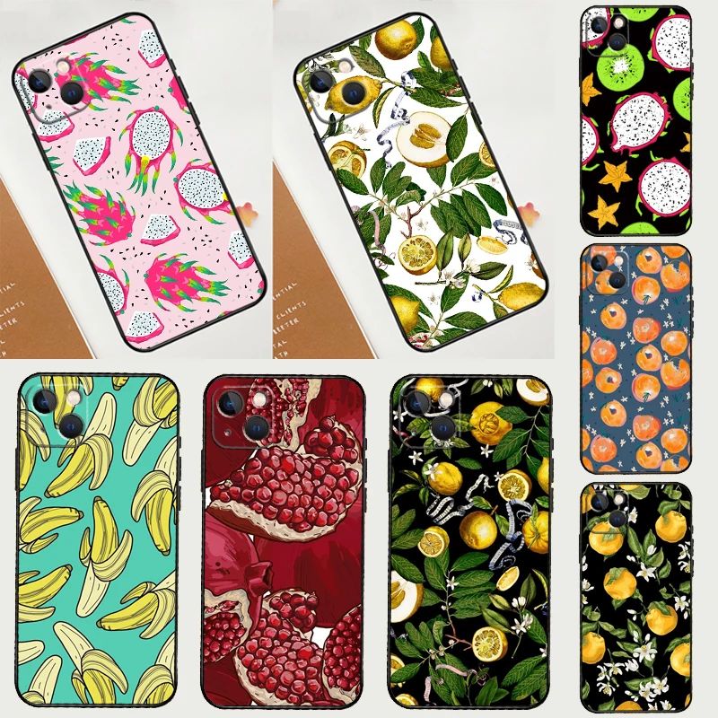 Чехол для телефона с тропическими летними фруктами и лимоном iPhone 11 12 13 14 15 Pro Max