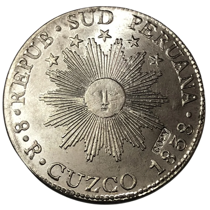 

Копия серебрянной монеты 1838 года, Перу, 8 реалов