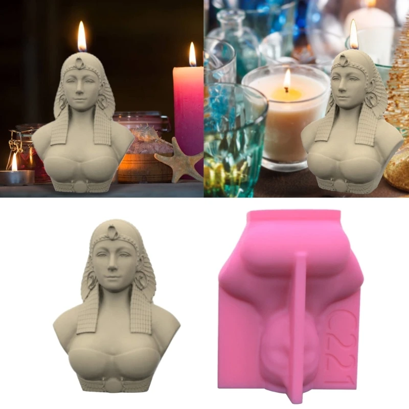 

Egyptian Goddess Silicone Mold Handmade Desktop Ornament Gypsum Epoxy Resin Candle Mould for Home Decorations