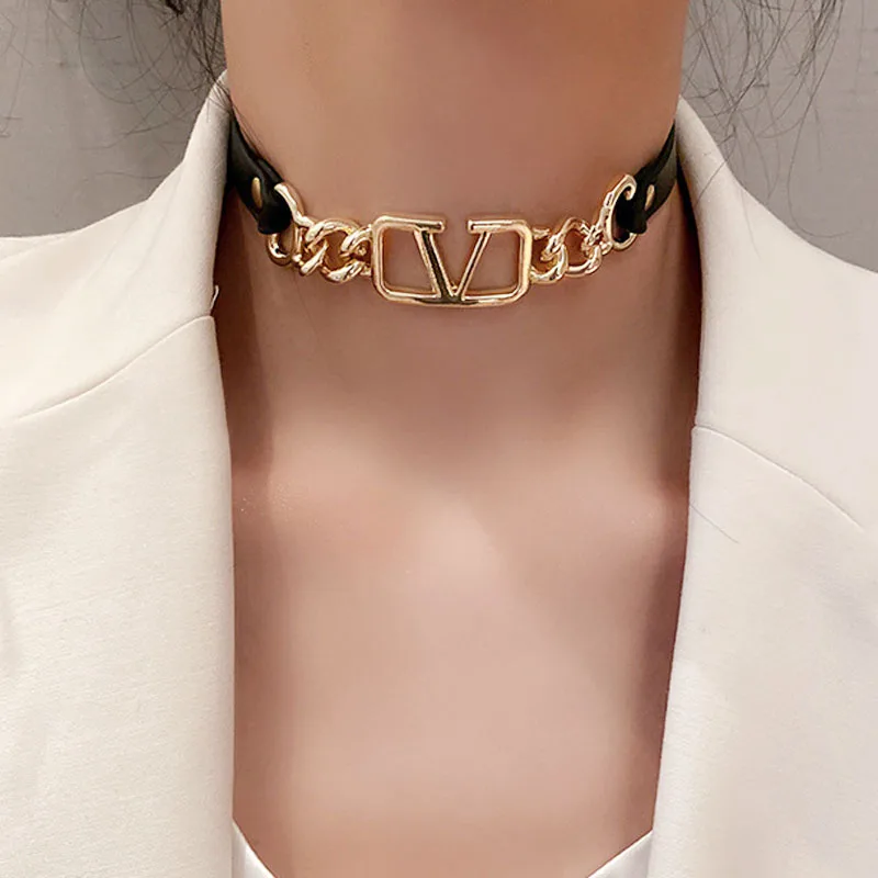 

Trendy Fashion Personality Letter D Women Necklace 14K Real Gold Exquisite Belt Collar Kolye Daily Jewelry Brithday Gift