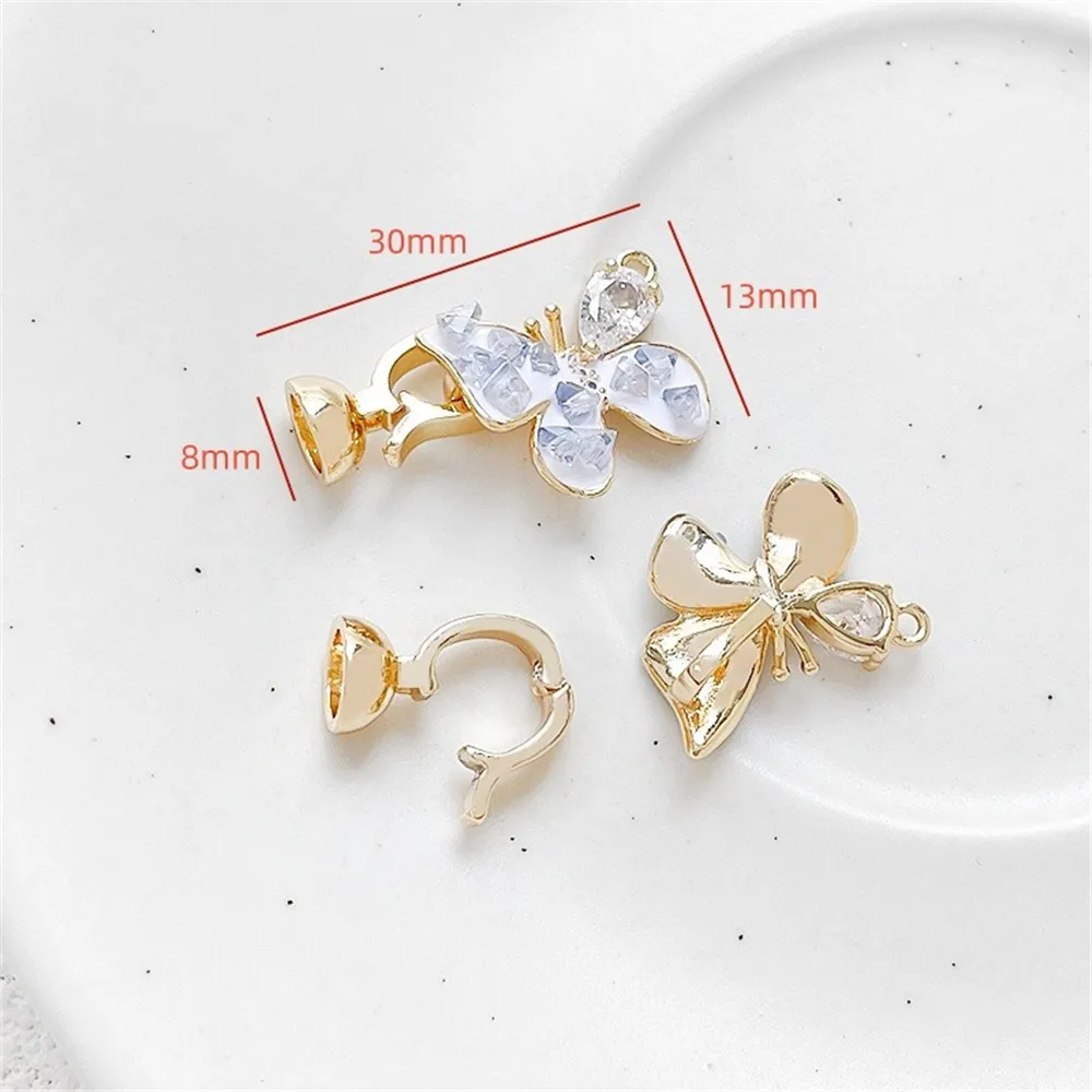 14k медная позолоченная синяя Хрустальная гардения бабочка жемчужная Пряжка