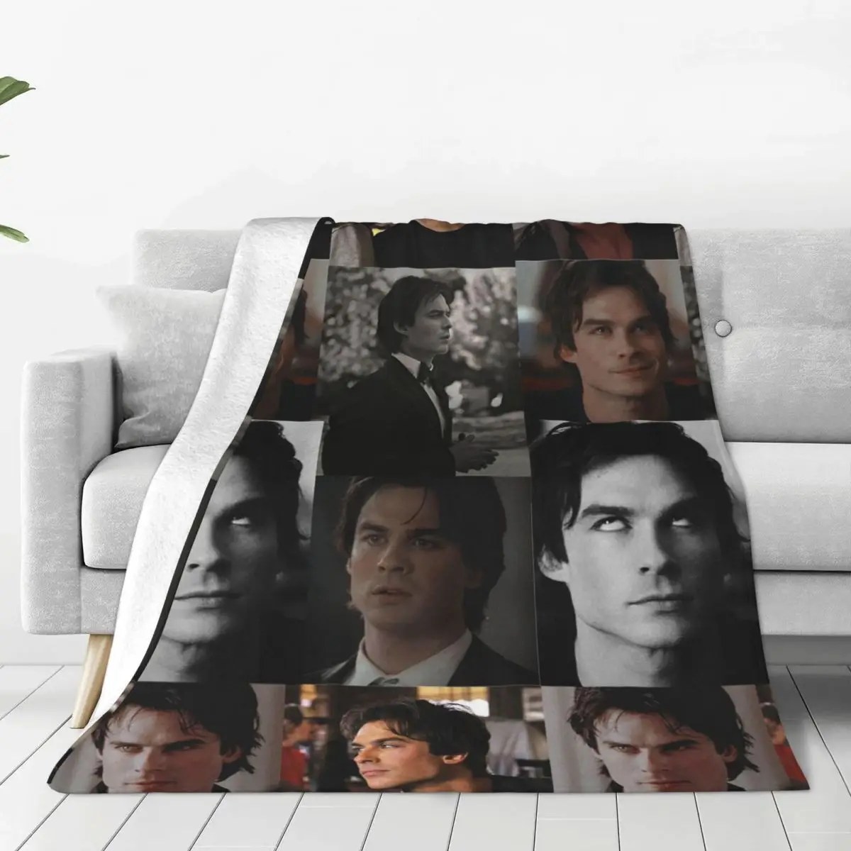 

The Vampire Diaries Blanket Cover Damon Salvatore Flannel Throw Blankets Bedding Couch Personalised Soft Warm Bedspreads