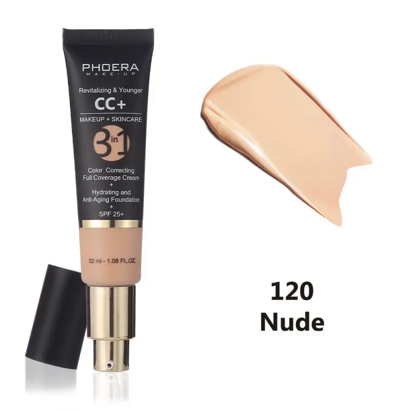 

3 In 1 CC Cream Make Up Foundation Concealer Cream For Face Spf 25+ Sunscreen Moisturizer Full Coverage Concealer CC Cream