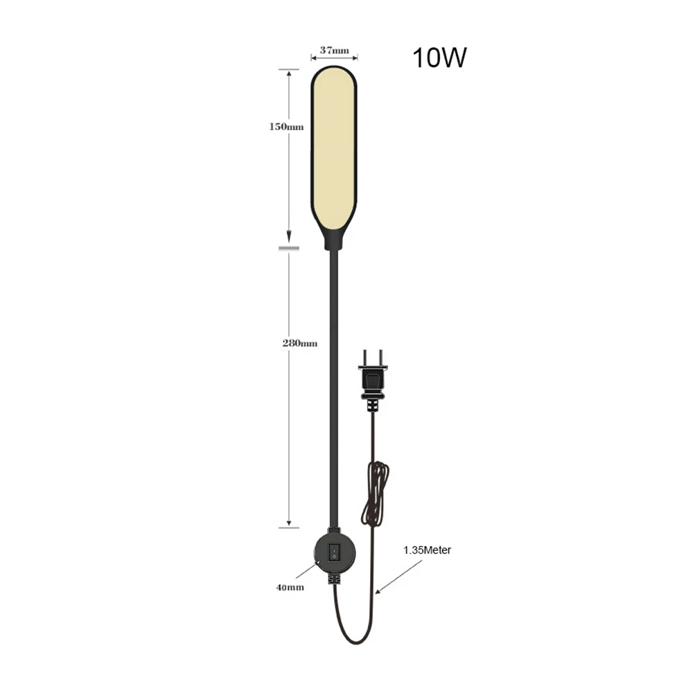 Светодиодный швейный светильник, гибкая рабочая лампа на гибкой стойке, магнитное основание для верстака, токарно-сверлильный станок, AC100-240V, COB, 6 Вт, 10 Вт