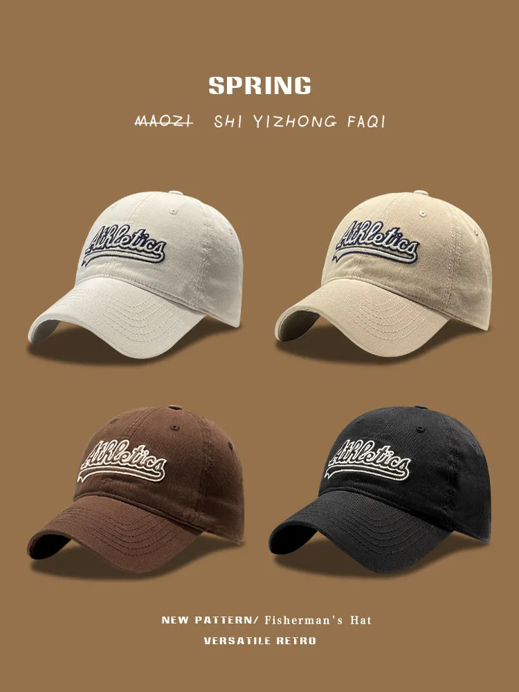 

Retro Baseball Hat Korean Style Embroidered Letters All-Matching Sun-Proof Face-Looking Small Peaked Cap Fashionable