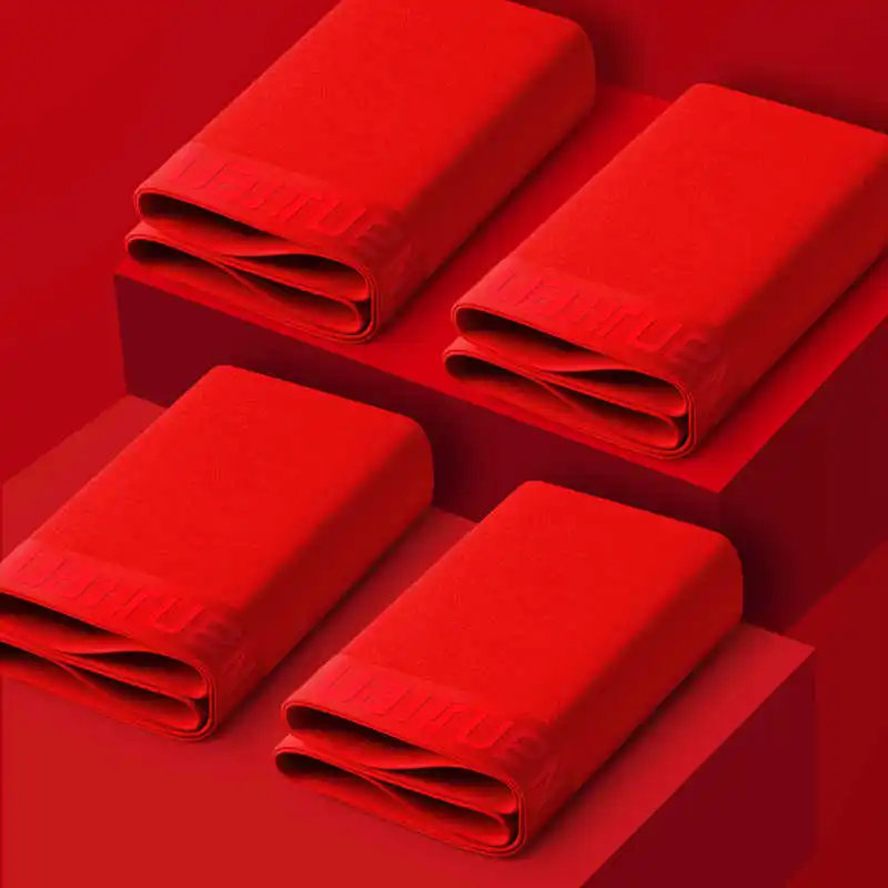 Graphene antibacterial underwear Men's pure cotton New Year red boxer shorts 4pcs