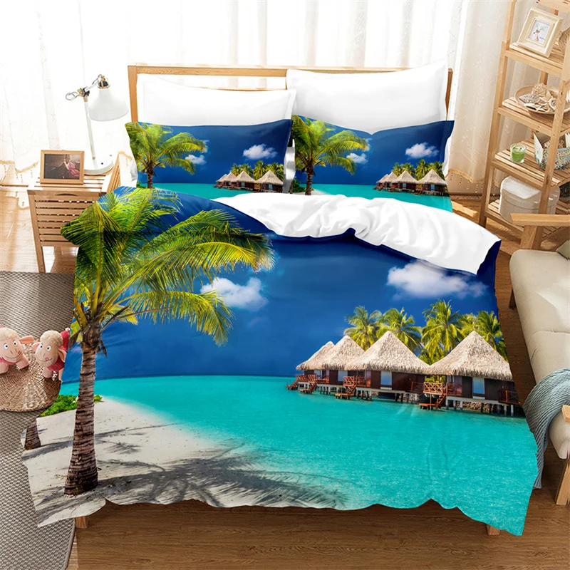 

Blue Beach, Scenery Bedding Set Duvet Cover Set 3d Bedding Bed Linen Fashion Comforter Cover Children Bedding Sets Queen Size