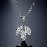 2022 new fashion elegant leaf zircon pendant necklace for women simple exquisite shiny necklaces party jewelry mothers day gift
