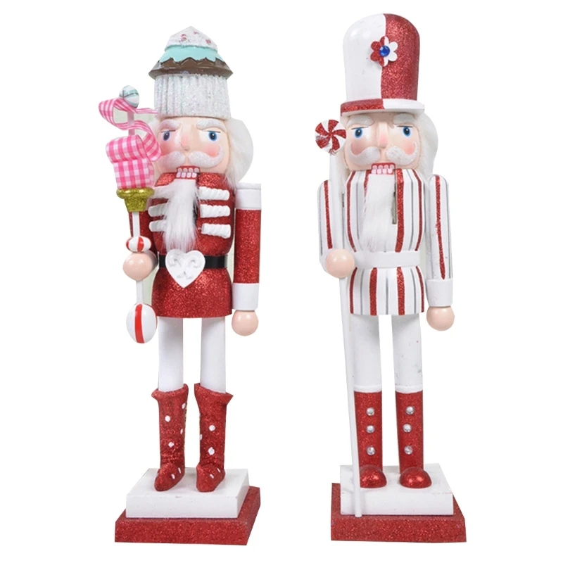 

38cm Christmas Nutcrackers Hand Painted Wood King Soldier Puppet Decorations