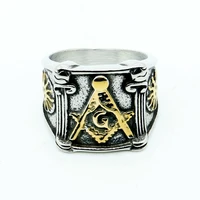 punk party free mason stainless steel ring men luxury promise crown gothic wedding rings jewelry wholesale lots bulk